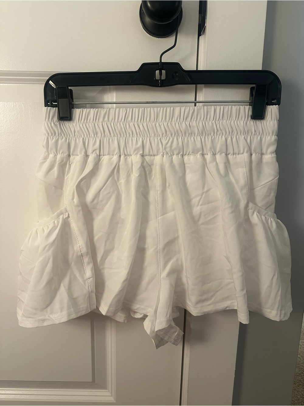 Love Tree White High-Waist Ruffle-Hem Athletic Shorts